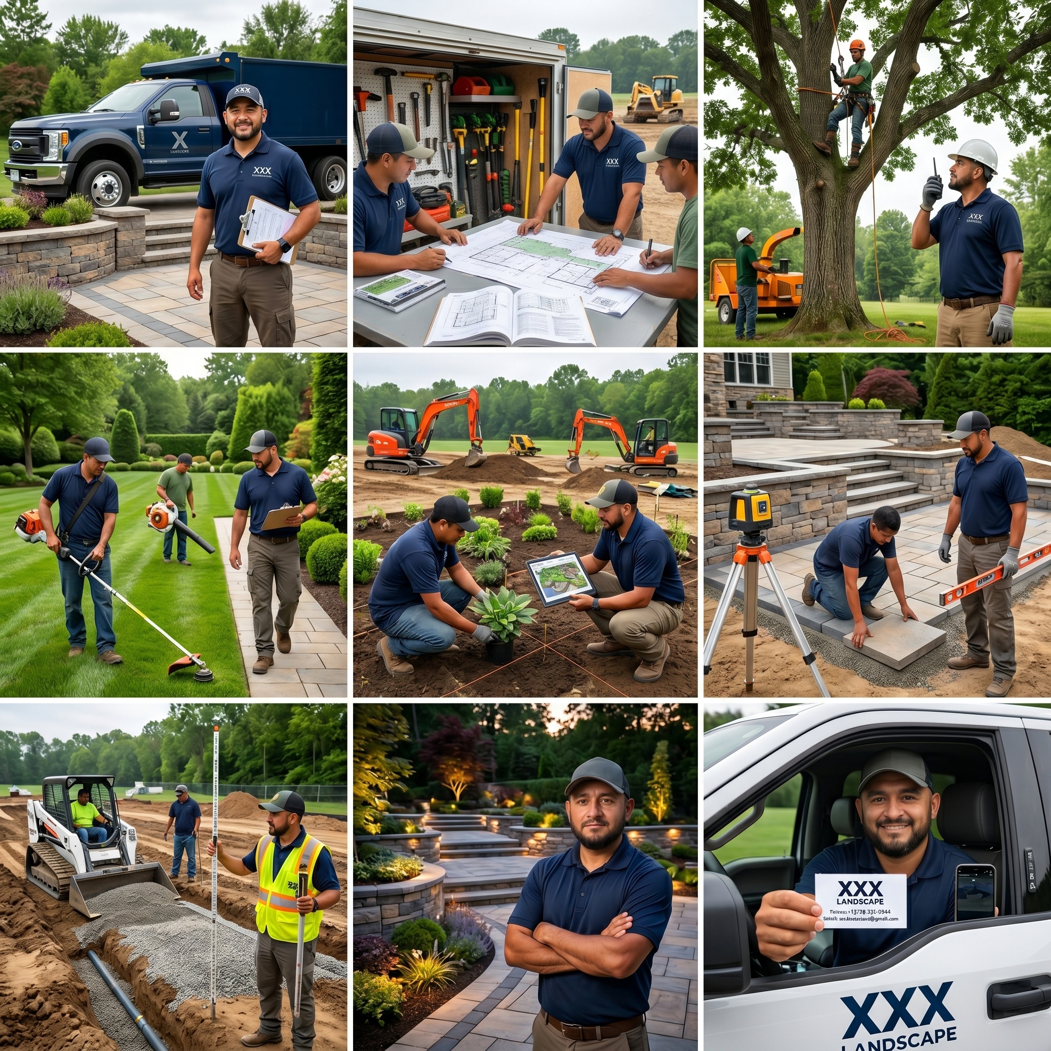 XXX Landscape crew performing professional tree removal, hardscaping, and lawn maintenance in Ann Arbor